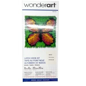 Wonderart Butterfly Latch Hook Kit 8x8 Beginner Craft Kit 426137 New Sealed
